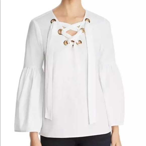MICHAEL Michael Kors NEW White S Lace-Up Blouse - Picture 1 of 6